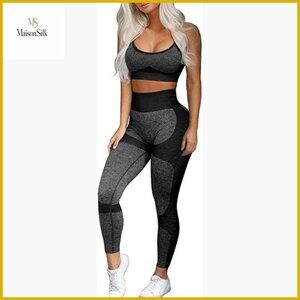 Medium Slim-Fit Seamless Workout Set with Cross-Strap Bra and Leggings